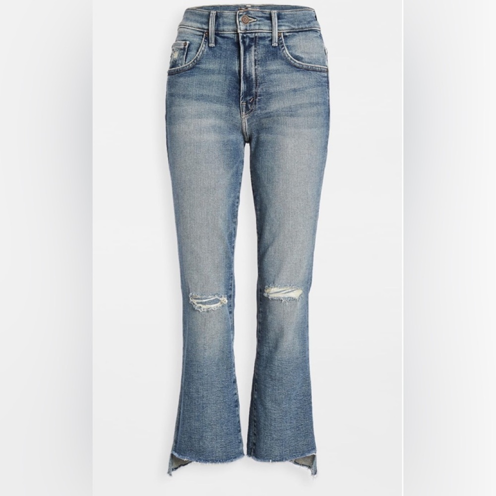 MOTHER The Insider Crop Step Fray Jeans Reckless on Shiny White Vespa​​​​